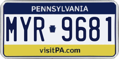 PA license plate MYR9681