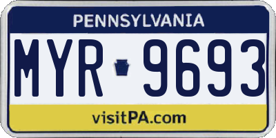 PA license plate MYR9693