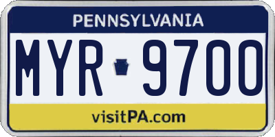 PA license plate MYR9700