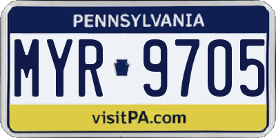 PA license plate MYR9705