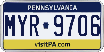 PA license plate MYR9706