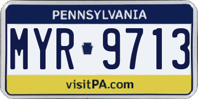 PA license plate MYR9713