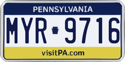 PA license plate MYR9716