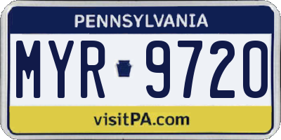 PA license plate MYR9720
