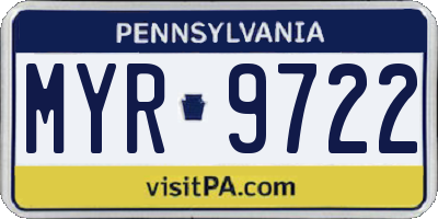 PA license plate MYR9722