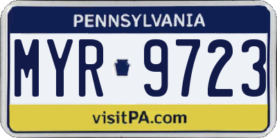 PA license plate MYR9723