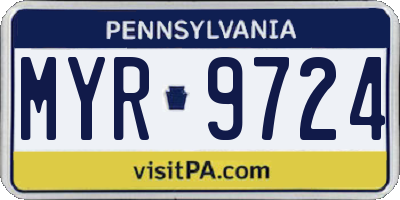 PA license plate MYR9724