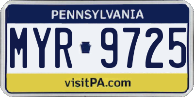 PA license plate MYR9725