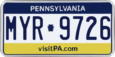 PA license plate MYR9726