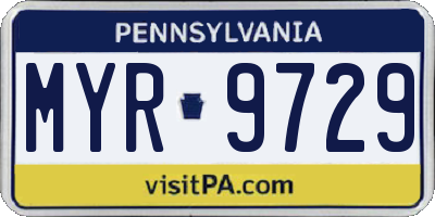 PA license plate MYR9729