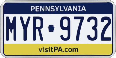 PA license plate MYR9732