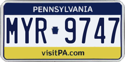 PA license plate MYR9747