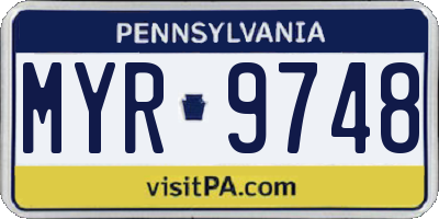 PA license plate MYR9748