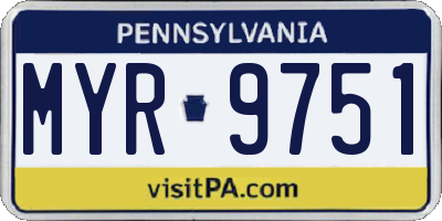 PA license plate MYR9751