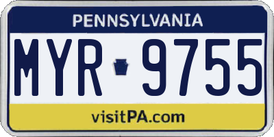 PA license plate MYR9755