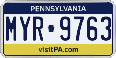 PA license plate MYR9763