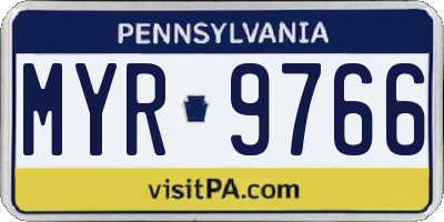 PA license plate MYR9766