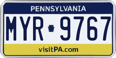 PA license plate MYR9767