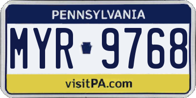 PA license plate MYR9768