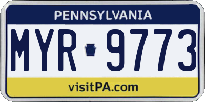 PA license plate MYR9773
