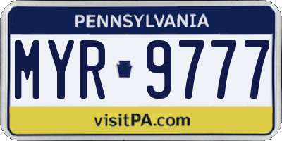 PA license plate MYR9777