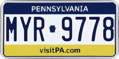PA license plate MYR9778