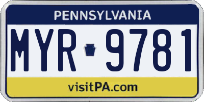 PA license plate MYR9781