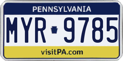 PA license plate MYR9785