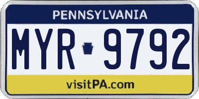 PA license plate MYR9792