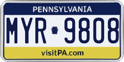 PA license plate MYR9808