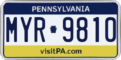 PA license plate MYR9810