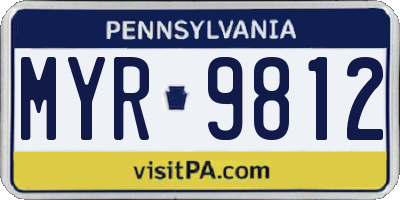 PA license plate MYR9812