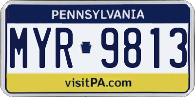 PA license plate MYR9813