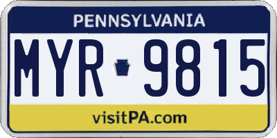 PA license plate MYR9815