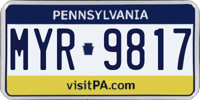 PA license plate MYR9817