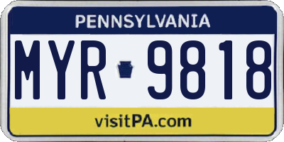 PA license plate MYR9818
