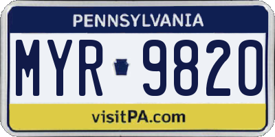 PA license plate MYR9820