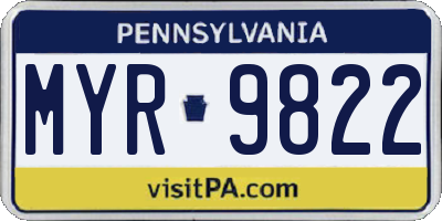 PA license plate MYR9822
