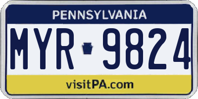 PA license plate MYR9824