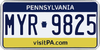 PA license plate MYR9825