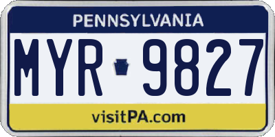 PA license plate MYR9827