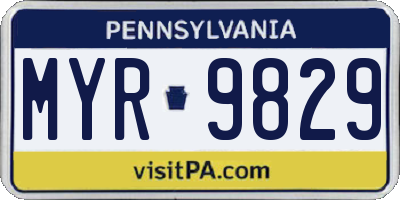PA license plate MYR9829
