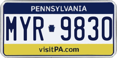 PA license plate MYR9830