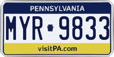 PA license plate MYR9833