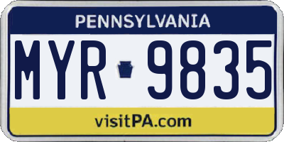 PA license plate MYR9835