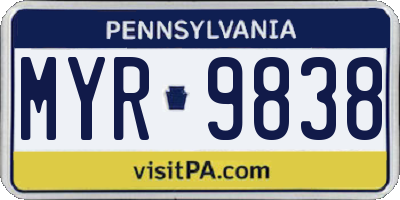 PA license plate MYR9838