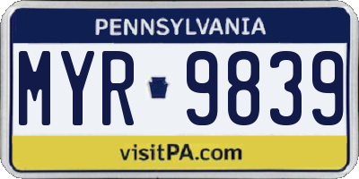 PA license plate MYR9839