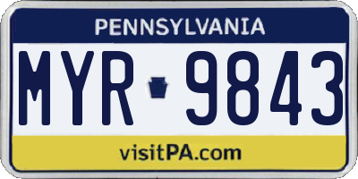 PA license plate MYR9843
