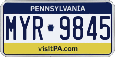 PA license plate MYR9845