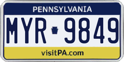 PA license plate MYR9849